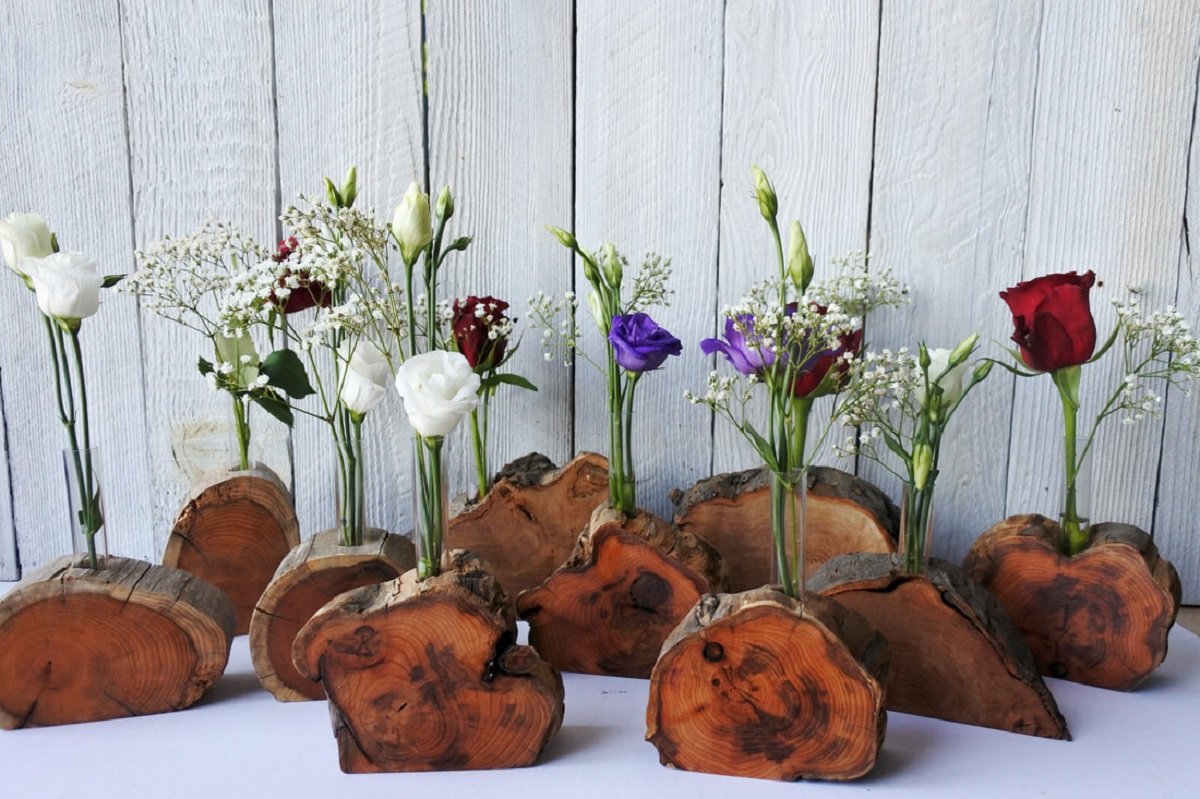 Order online wooden flower vase